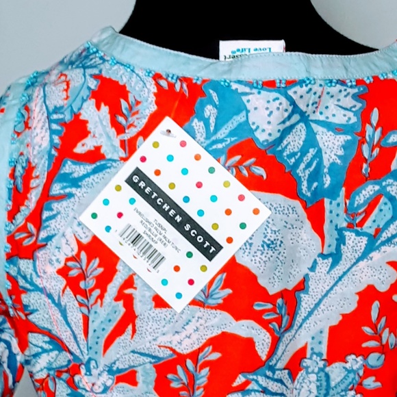 GRETCHEN SCOTT NWT WOMENS TUNIC TOP SMALL Red Blue - Picture 8 of 8